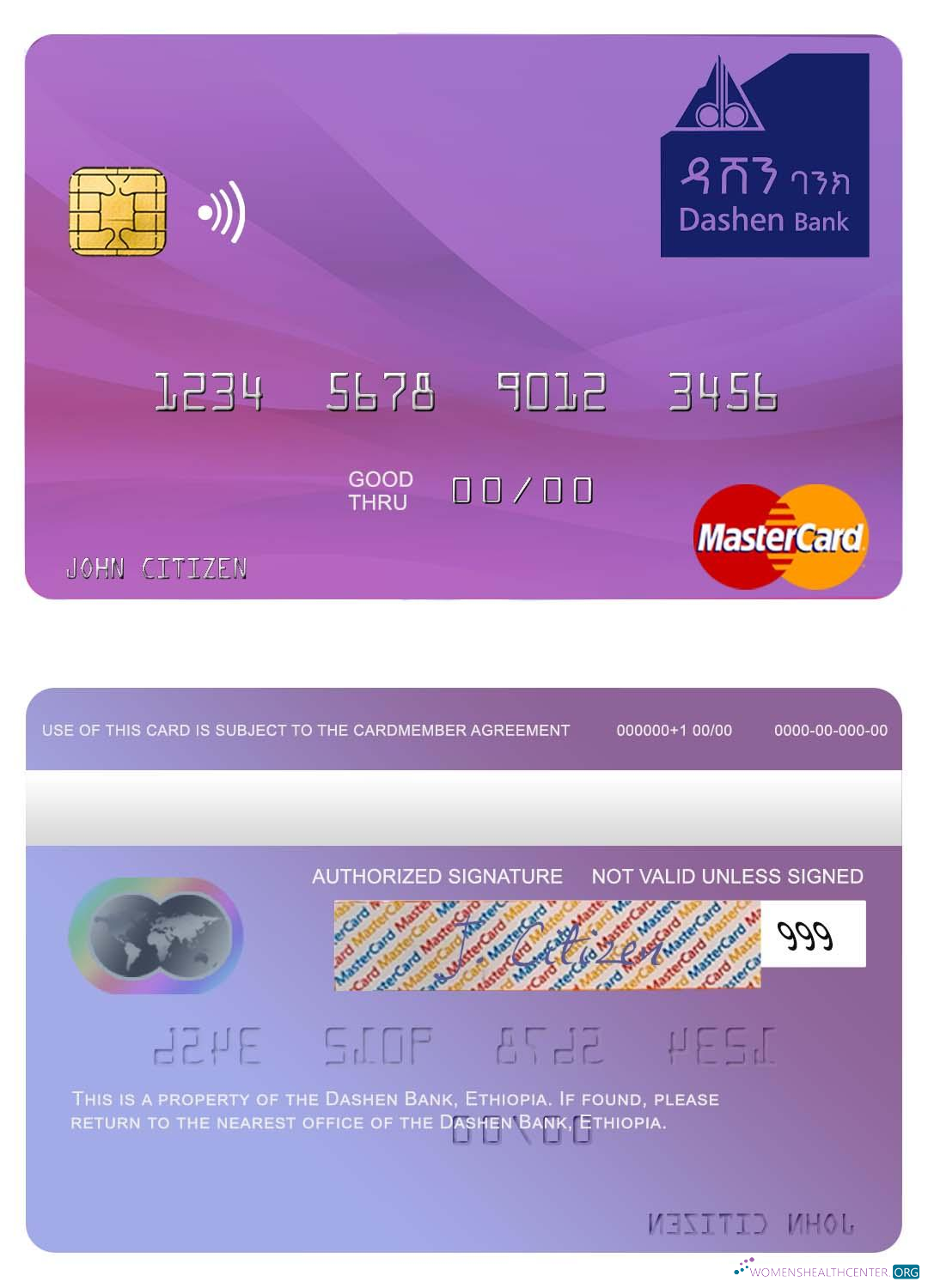 Download Ethiopia Dashen Bank mastercard Photoshop template